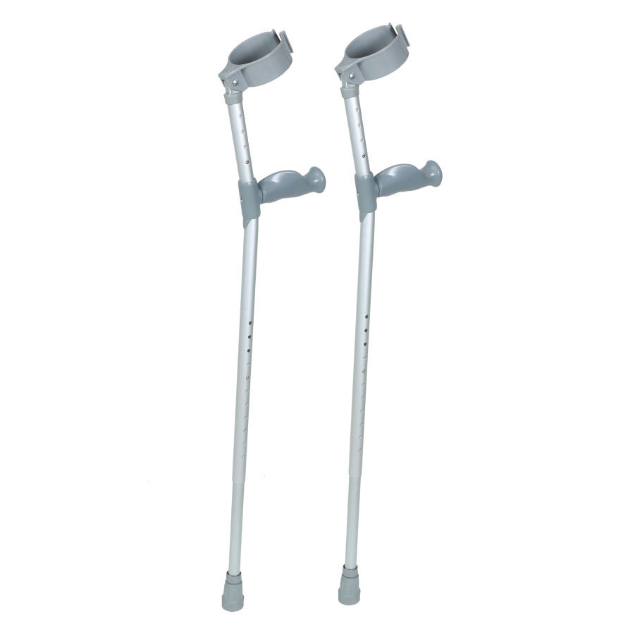 Double adjustable elbow crutch with soft feel ergo handle 